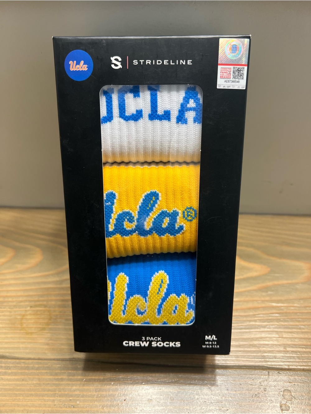Strideline UCLA 3-Pack Crew Socks - White, Gold, Blue